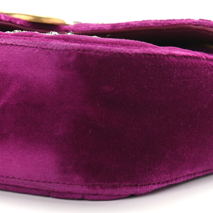 Gucci Velvet Matelasse Embroidered Mini GG Marmont Shoulder Bag Bordeaux 9 of 10