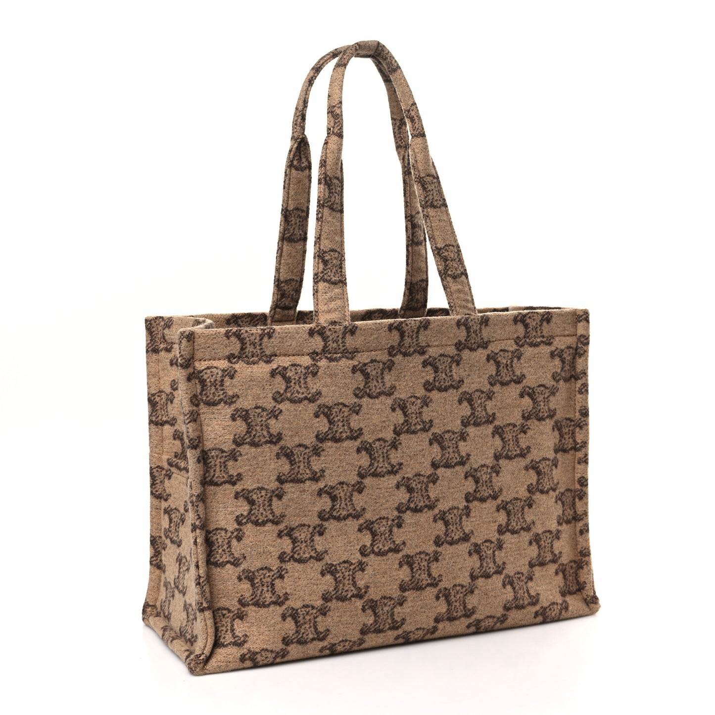 Canvas Calfskin Triomphe Large Cabas Thais Camel