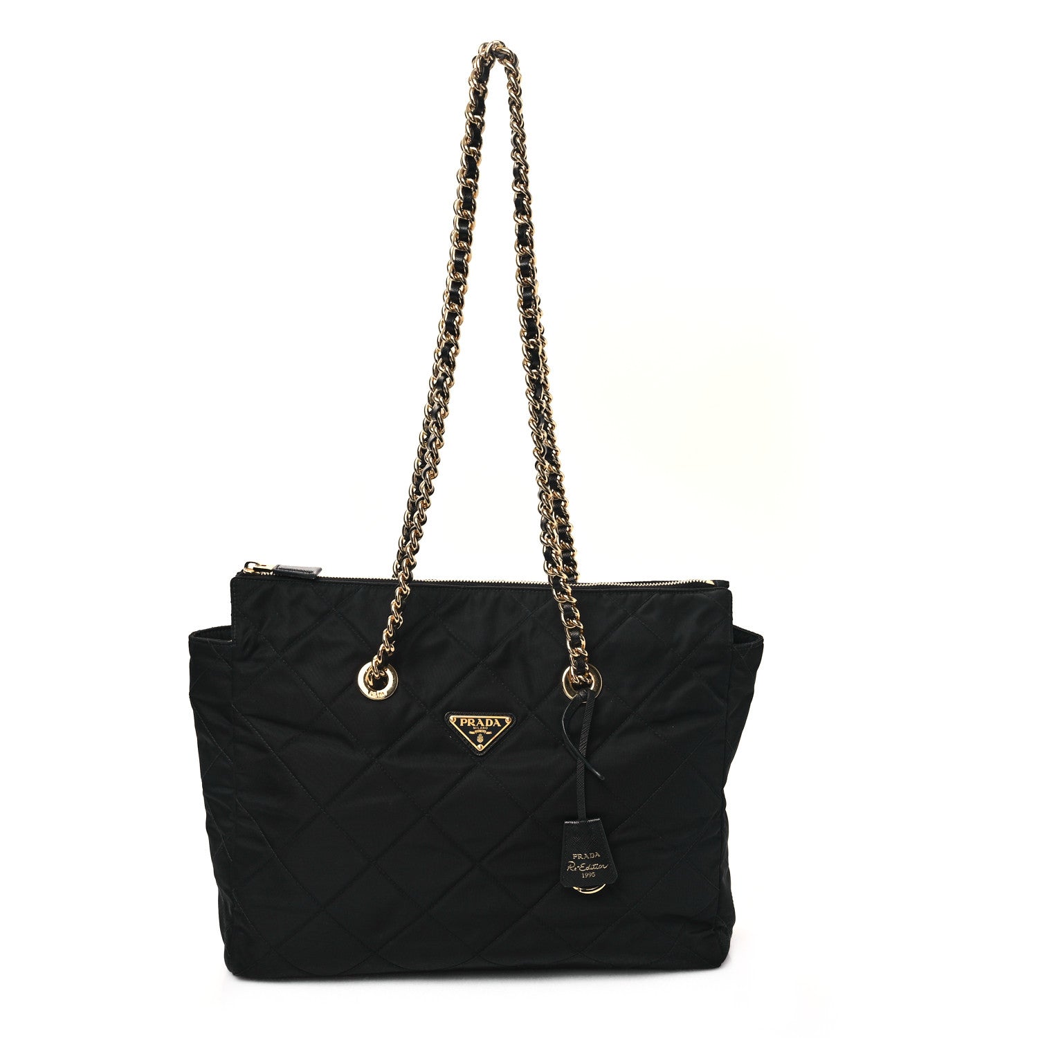 Prada Re-Nylon Impuntu Quilted Re-Edition 1995 Chaine Medium Tote Bag Black 1 of 11