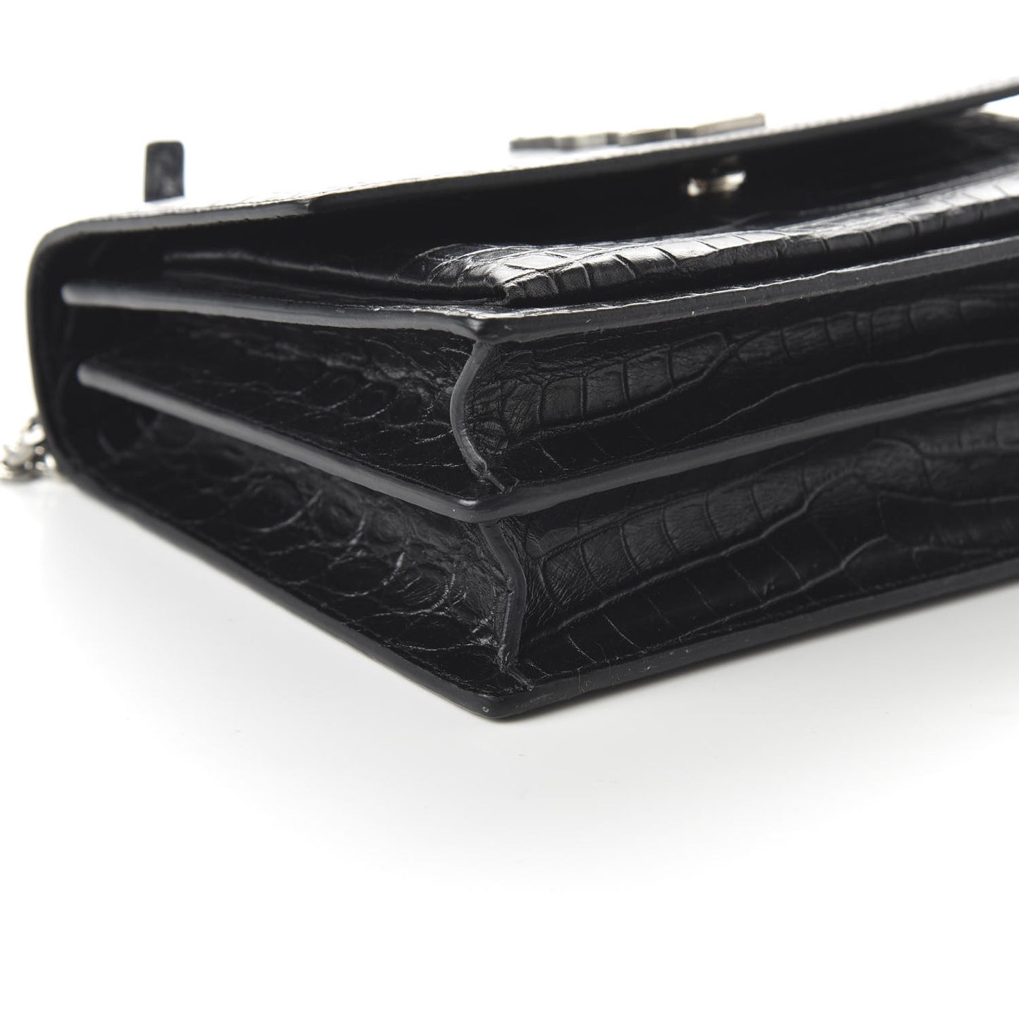 Calfskin Crocodile Embossed Medium Monogram Sunset Black