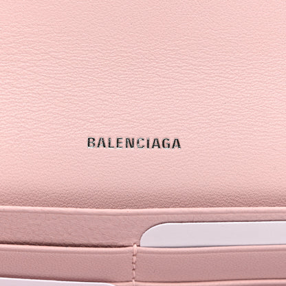 Balenciaga Calfskin Logo Cash Thin Money Wallet Light Rose Black 6 of 8