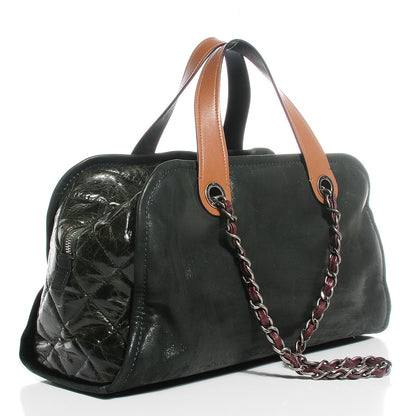 Chanel Iridescent Calfskin In The Mix Bowler Green 3 of 7