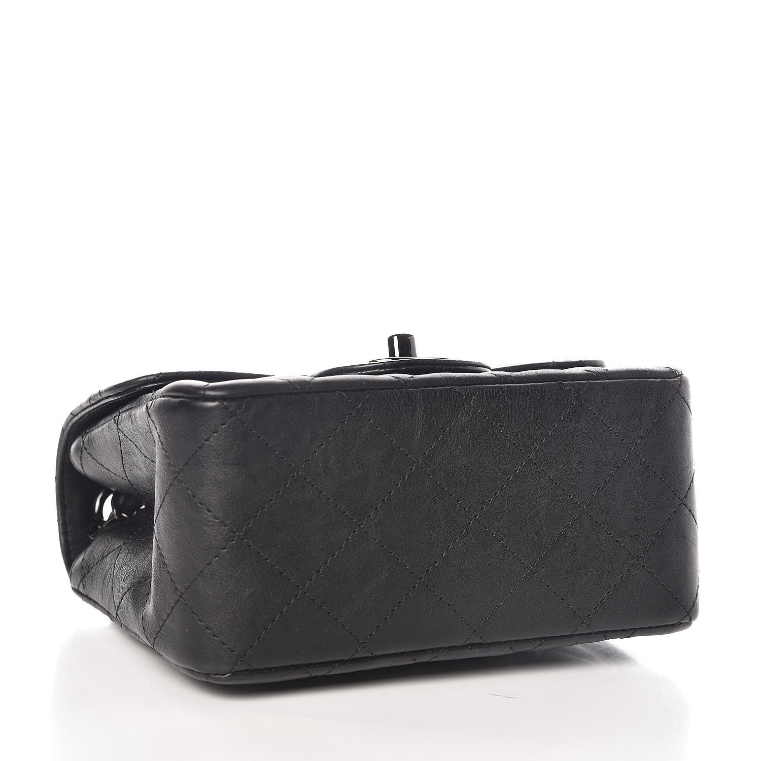 Chanel Crumpled Calfskin Quilted Mini Square Flap So Black 4 of 8