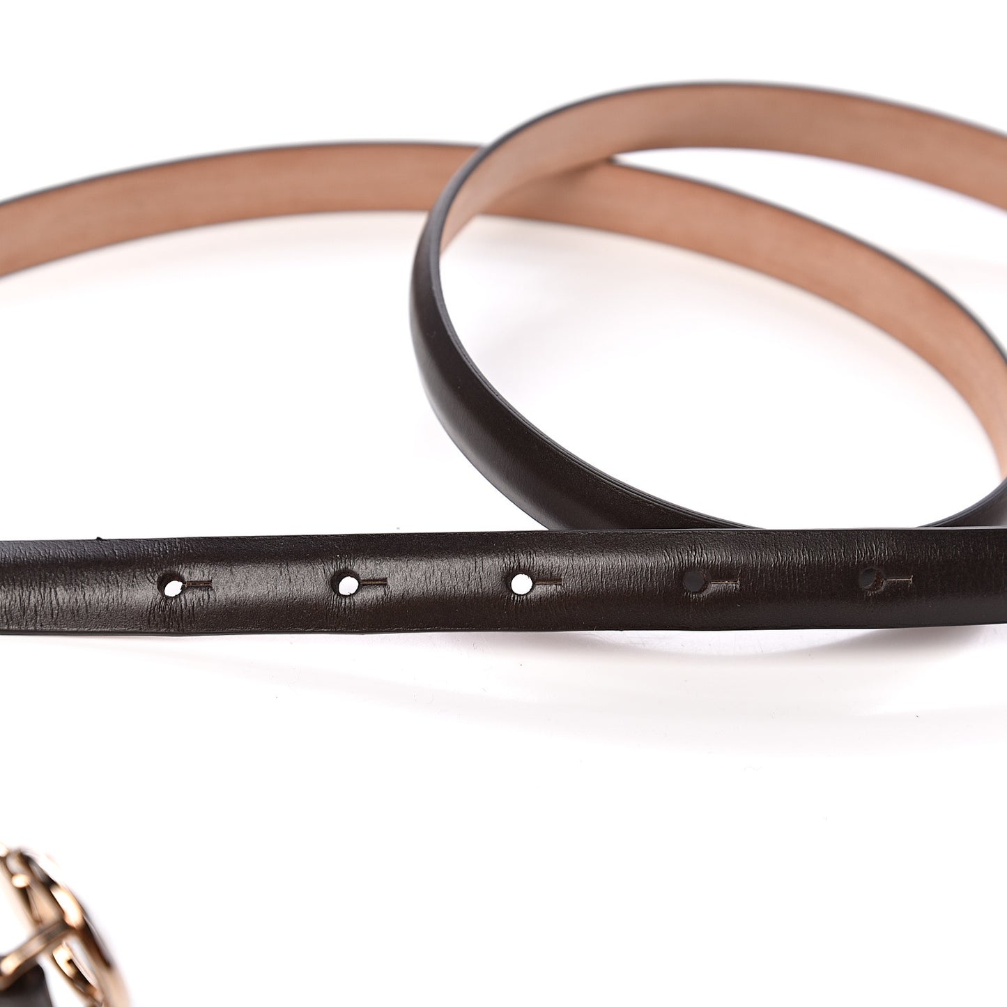 Calfskin Horsebit Skinny Belt 105 42 Black