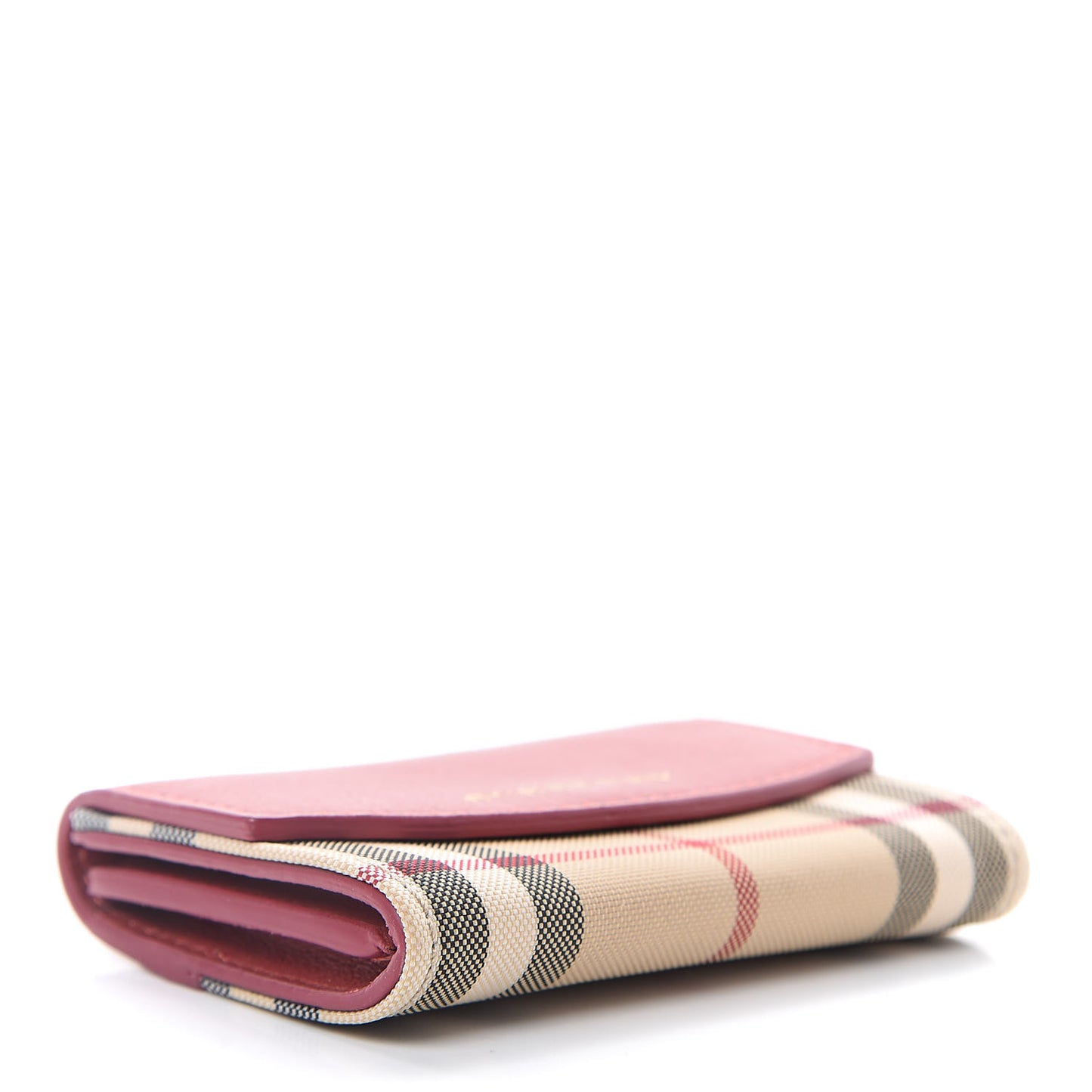 Calfskin House Check Chesam Card Case Cinnamon Red