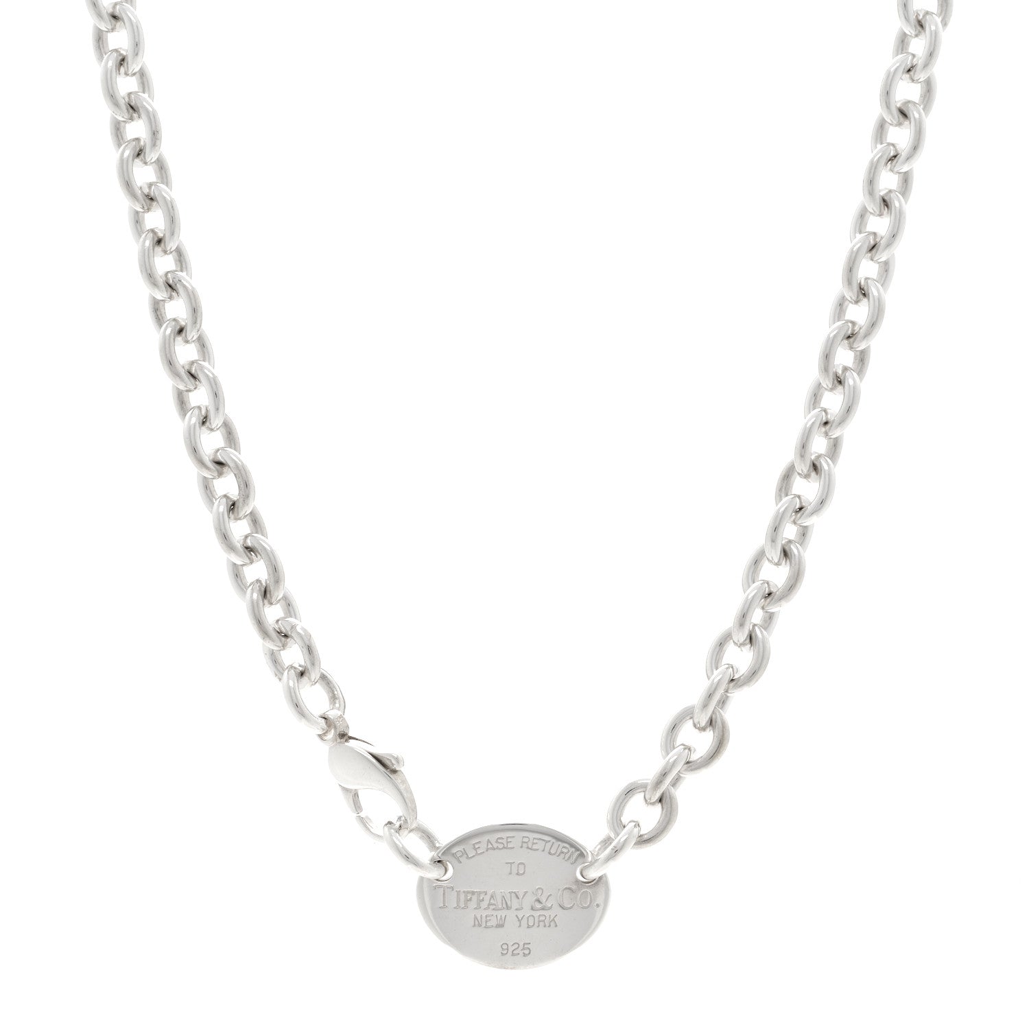 Tiffany Sterling Silver Return to Tiffany Oval Tag Choker Necklace 1 of 4