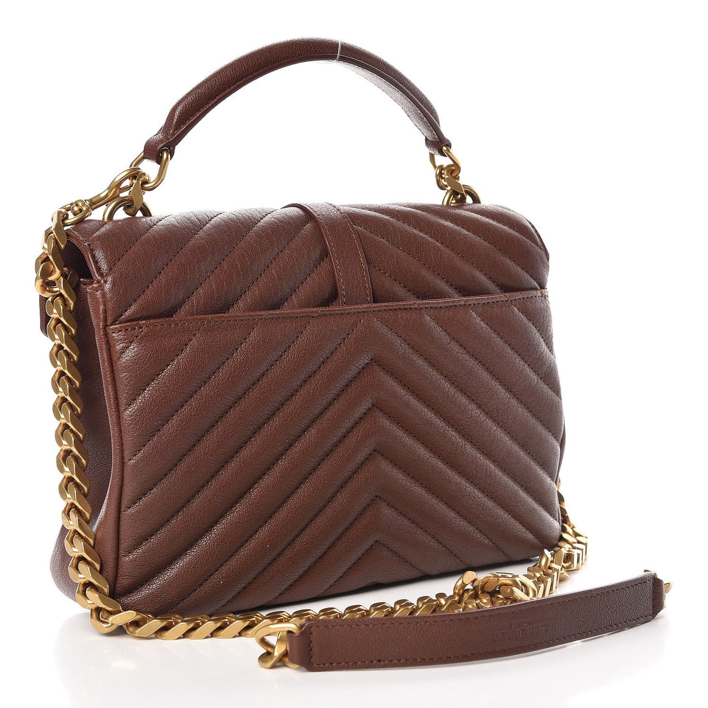 Sheepskin Matelasse Medium College Monogram Bag Amber