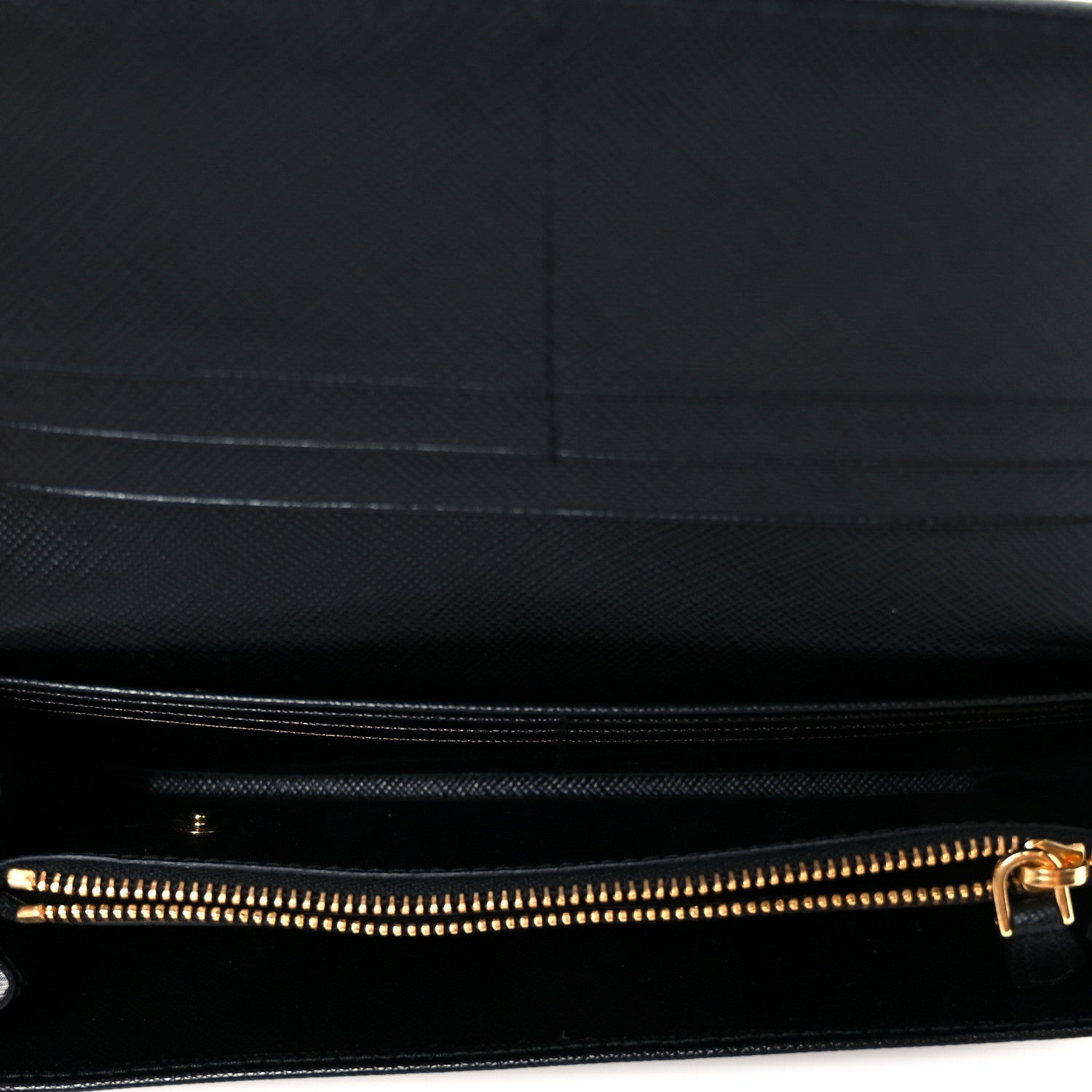 Prada Saffiano Metal Continental Flap Wallet Black 12 of 18