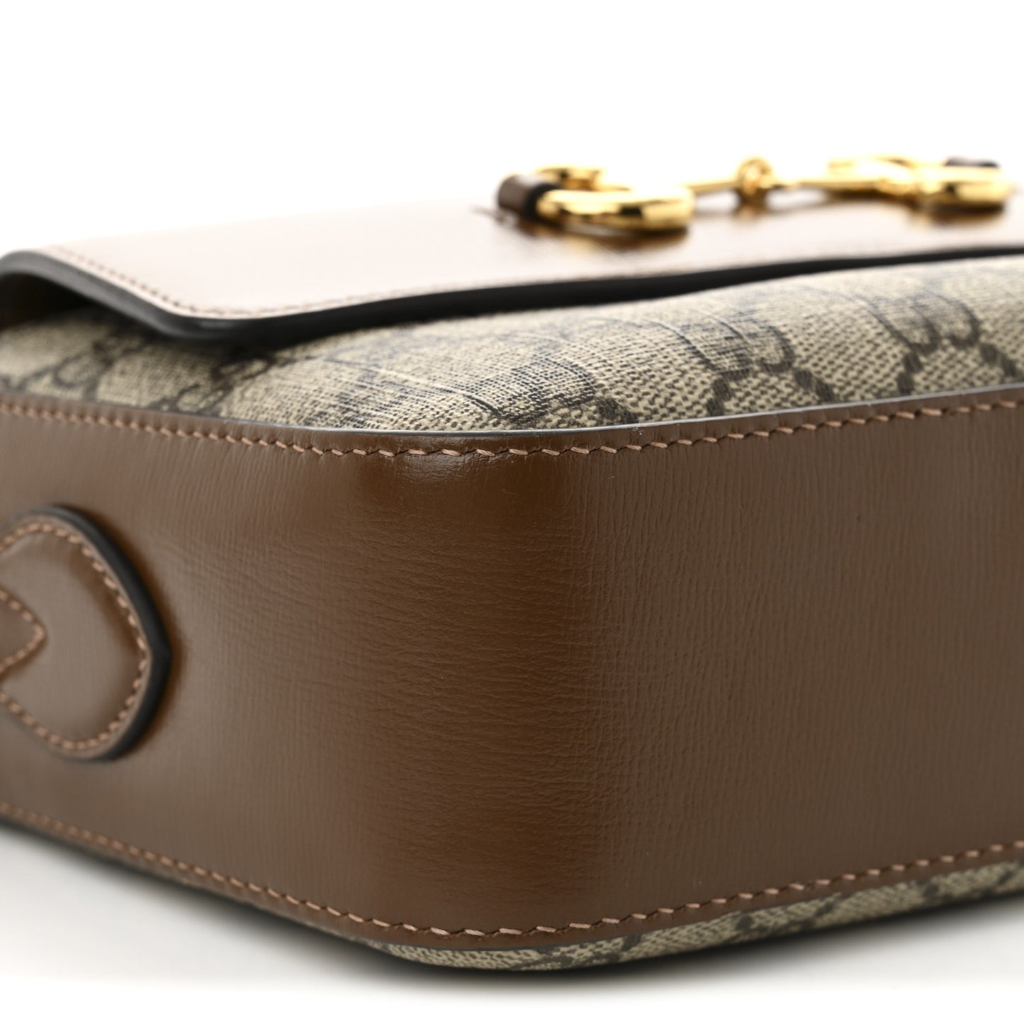 GG Supreme Monogram Small Horsebit 1955 Shoulder Bag Beige Brown Sugar