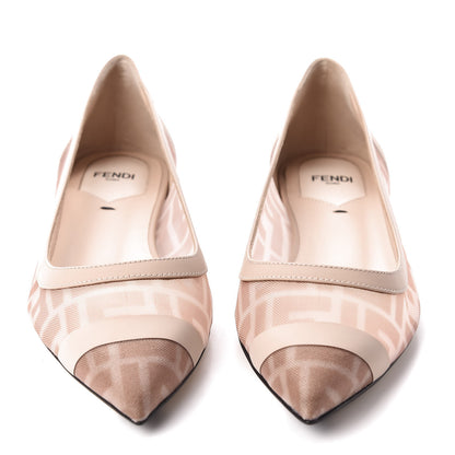 Fendi Technical Mesh Vitello FF Colibri Ballerina Flats 38 Rose Nude 2 of 9