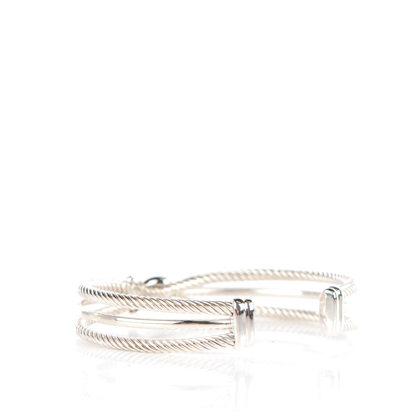 Sterling Silver Pave Diamond 7mm X Crossover Cuff