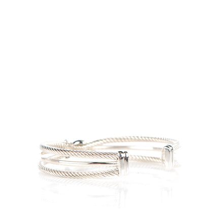 David Yurman Sterling Silver Pave Diamond 7mm X Crossover Cuff 3 of 5
