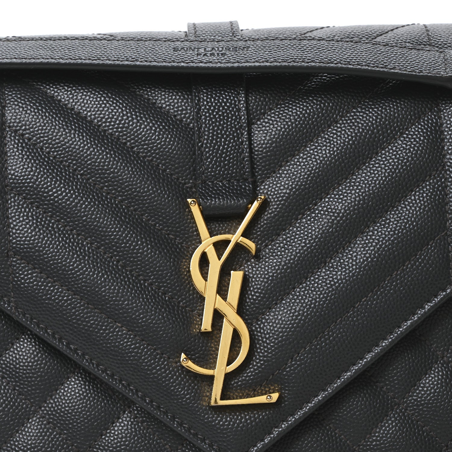 Saint Laurent Grain De Poudre Textured Mixed Matelasse Triquilt Medium Monogram Satchel Dark Smog 8 of 11
