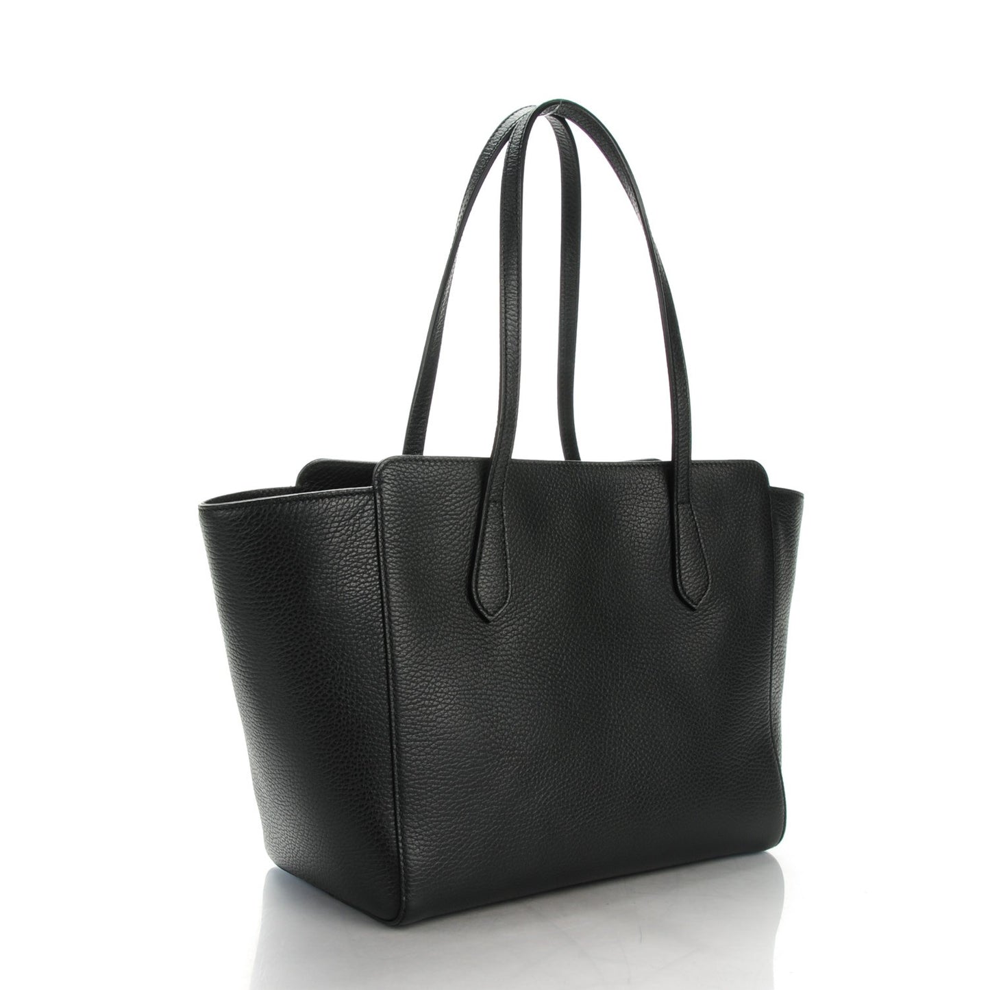 Pebbled Calfskin Small Swing Tote Black