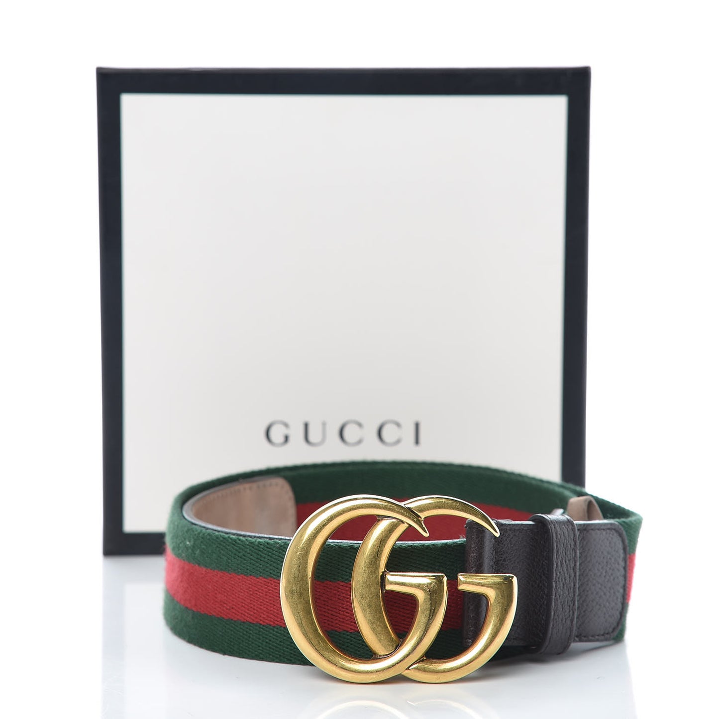 Nylon Textured Calfskin Double G Web 40mm Belt 90 36 Green Red Dark Cocoa