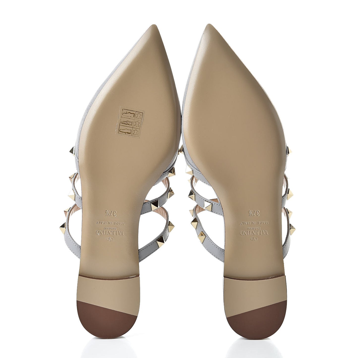 Suede Rockstud Flat Cage Mules 37.5 Pastel Grey