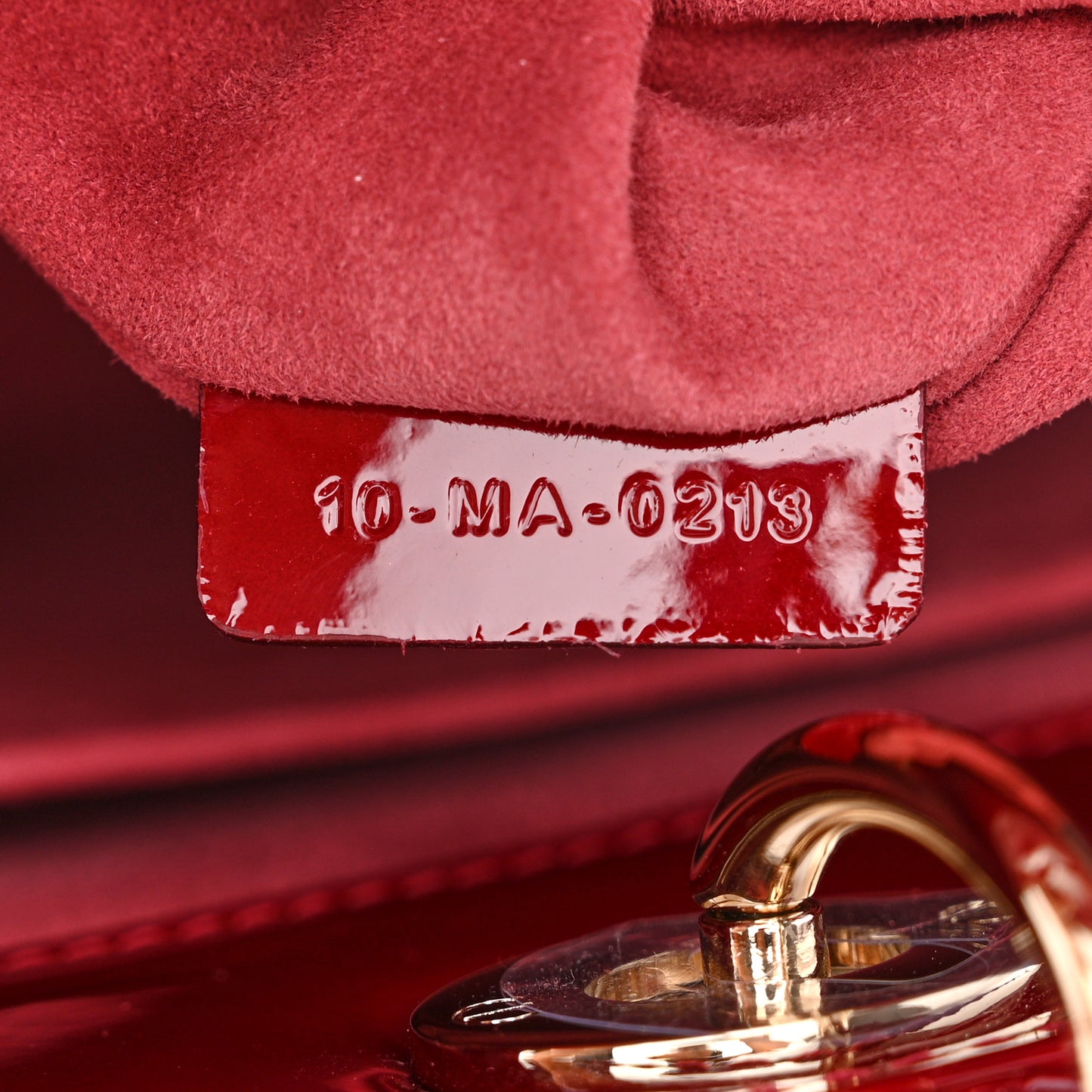 CHRISTIAN DIOR Patent Cannage Large Lady Dior Red