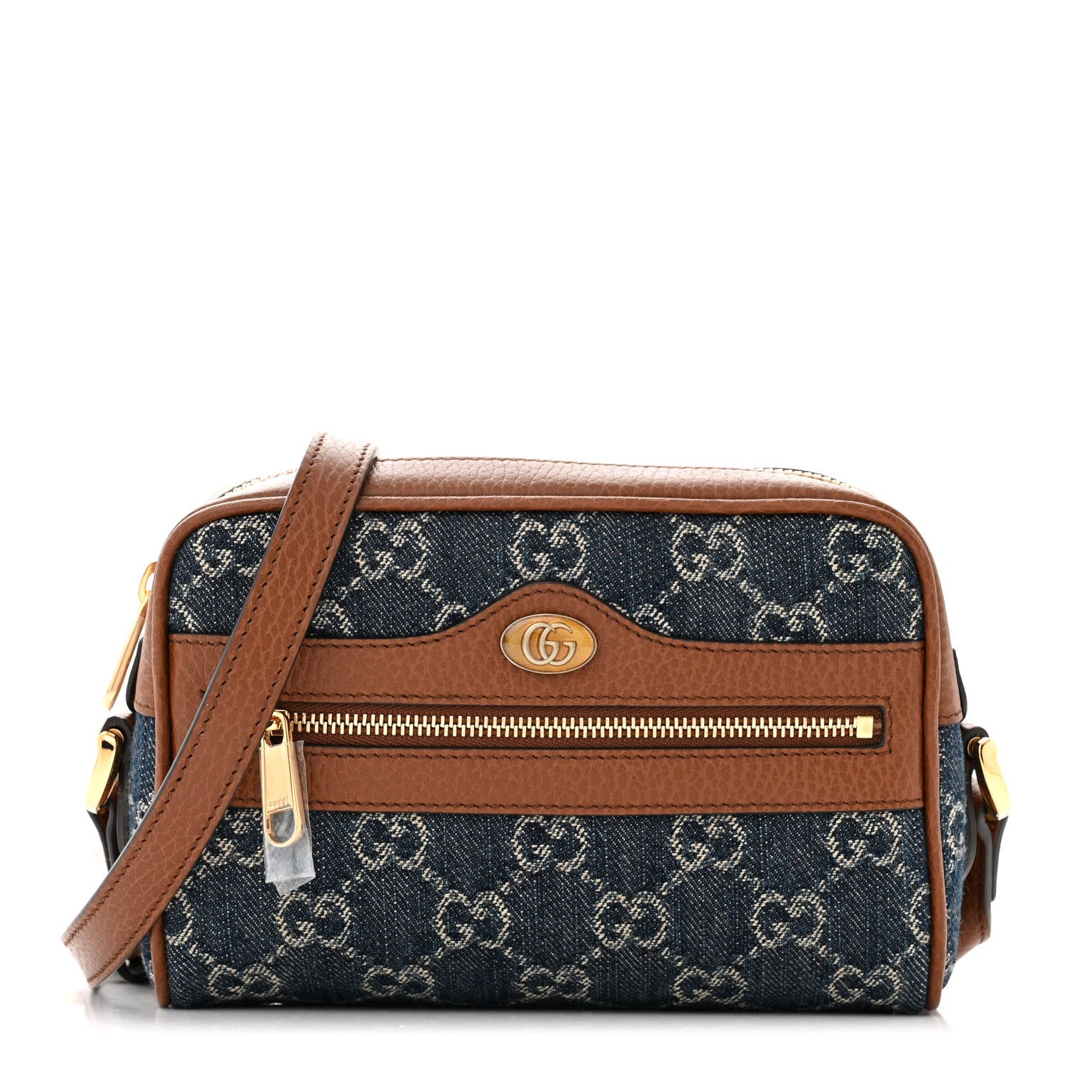 Gucci New Denim GG Monogram Dollar Calfskin Mini Ophidia Shoulder Bag Blue Tea Cuir Epilog 1 of 10