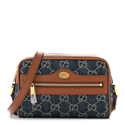 Gucci New Denim GG Monogram Dollar Calfskin Mini Ophidia Shoulder Bag Blue Tea Cuir Epilog 1 of 10