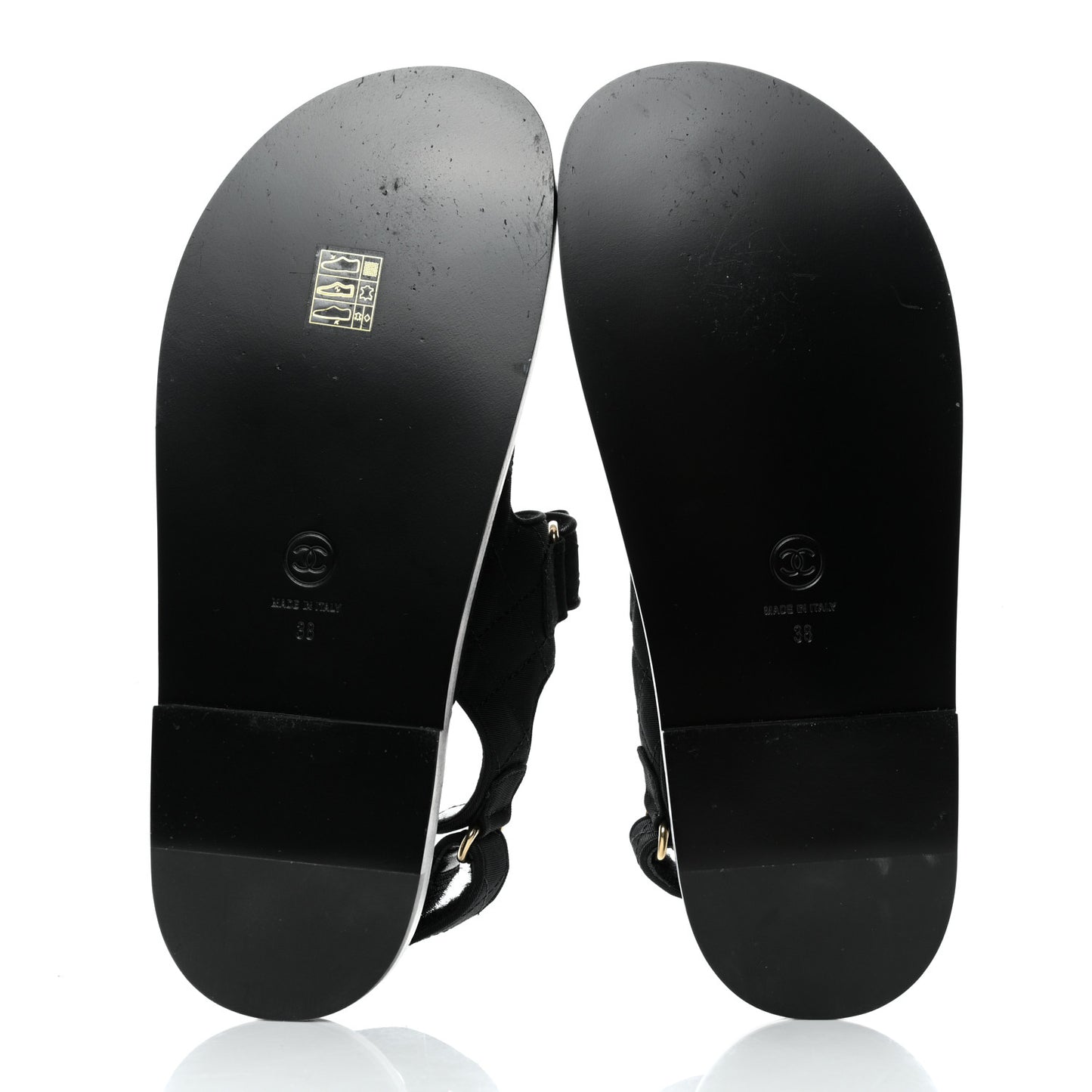 Grosgrain Quilted Bow Dad Sandals 38 Black