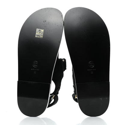 Chanel Grosgrain Quilted Bow Dad Sandals 38 Black 5 of 8