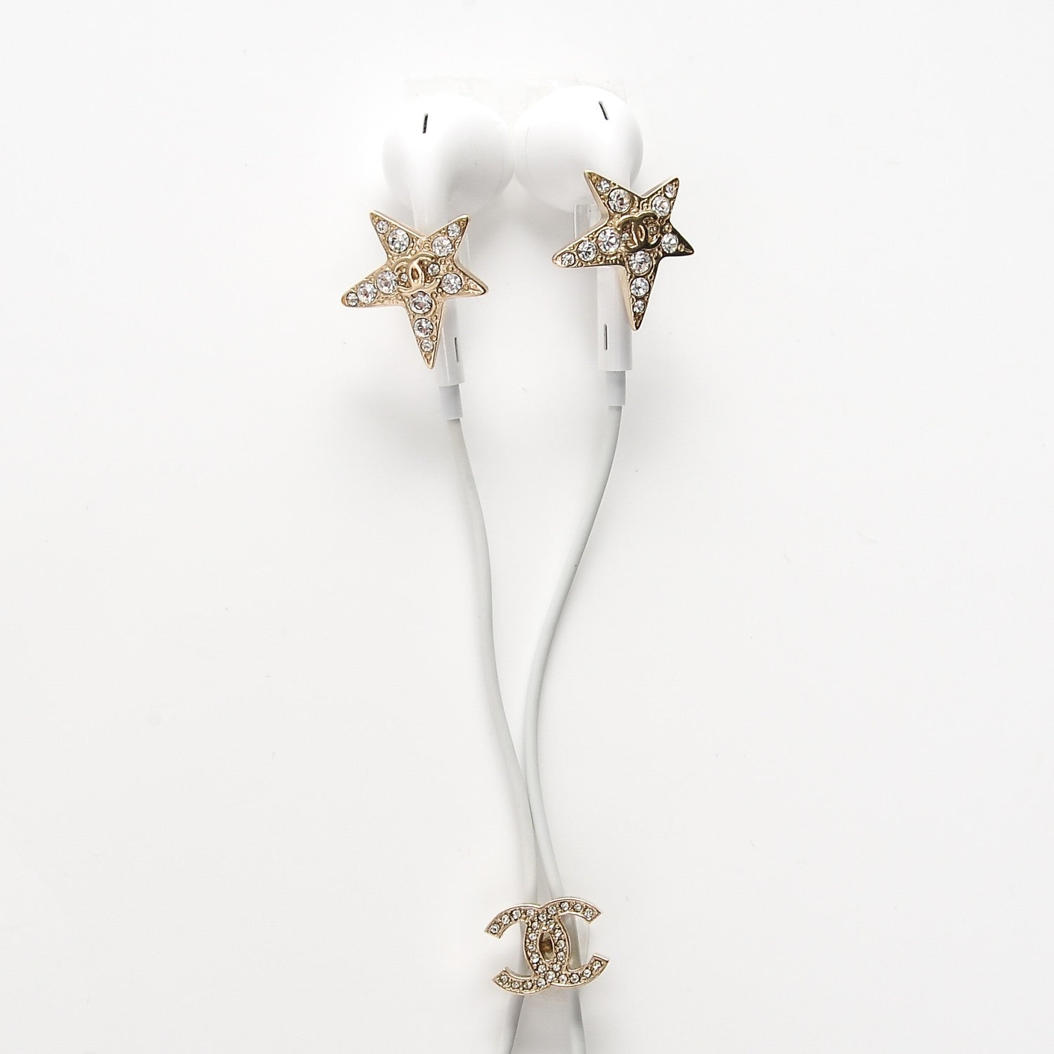 Chanel Swarovski Crystal CC Star Earphone Charms Gold 5 of 5