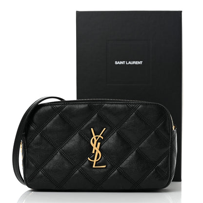 Saint Laurent Grained Lambskin Quilted Mini Becky Double Zip Bag Black 13 of 13