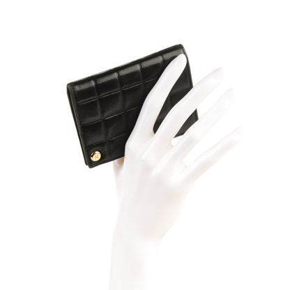 Chanel Lambskin Chocolate Bar Quilted Card Holder Wallet Black 2 of 8