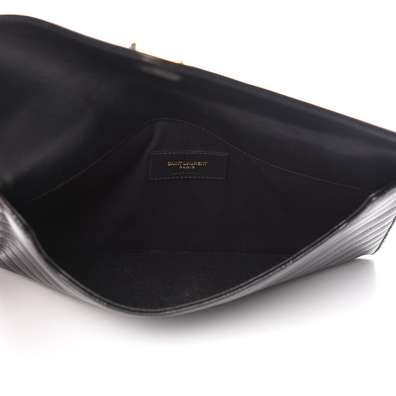 Saint Laurent Calfskin Matelasse Chevron Monogram Uptown Clutch Black 5 of 10
