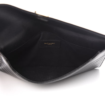 Saint Laurent Calfskin Matelasse Chevron Monogram Uptown Clutch Black 5 of 10
