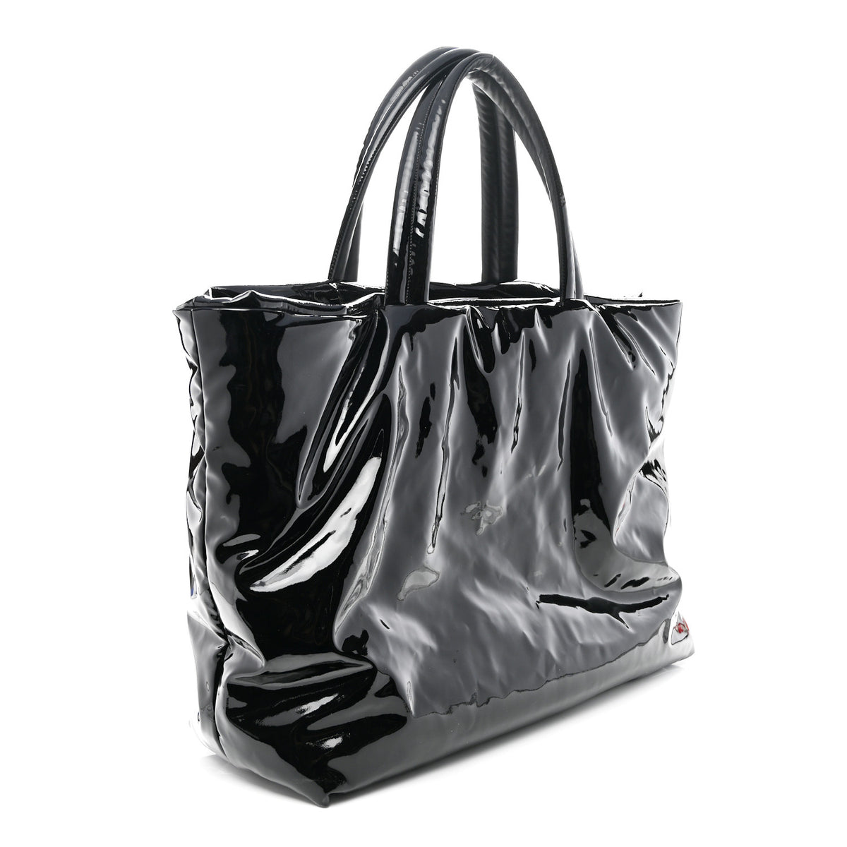Saint Laurent Patent Wide Puffer Maxi Tote Black 3 of 10
