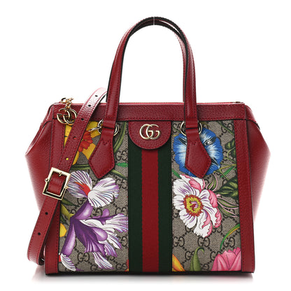 Gucci GG Supreme Monogram Flora Web Small Ophidia Tote Bag Red 1 of 9