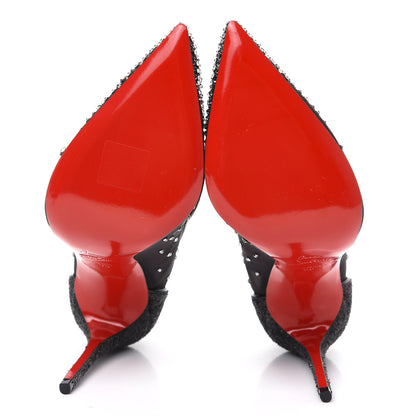 Christian Louboutin Rete Glitter Mini Specchio Strass Follies 100 Pumps 38 Black 5 of 9