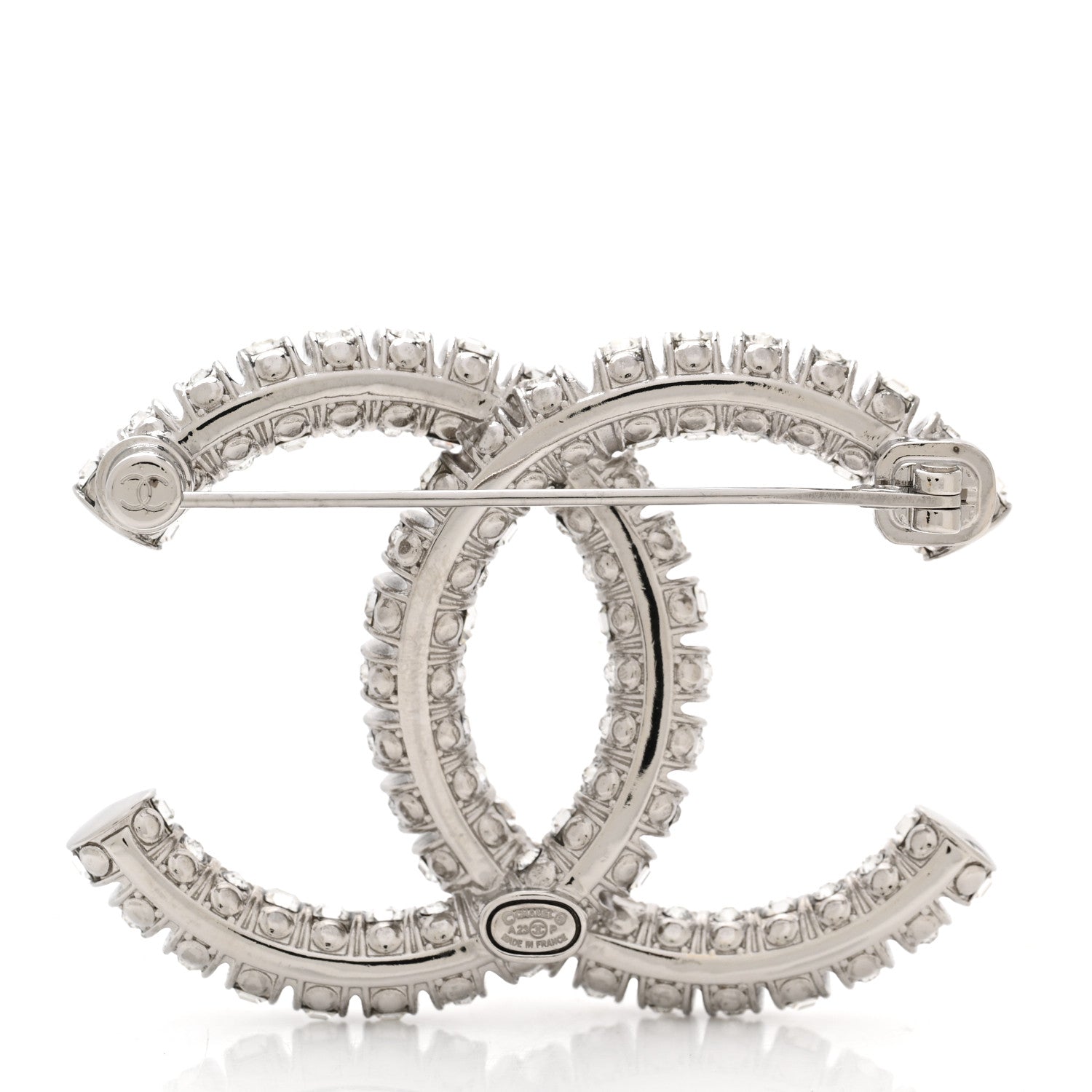 Chanel Crystal CC Brooch Silver 3 of 5