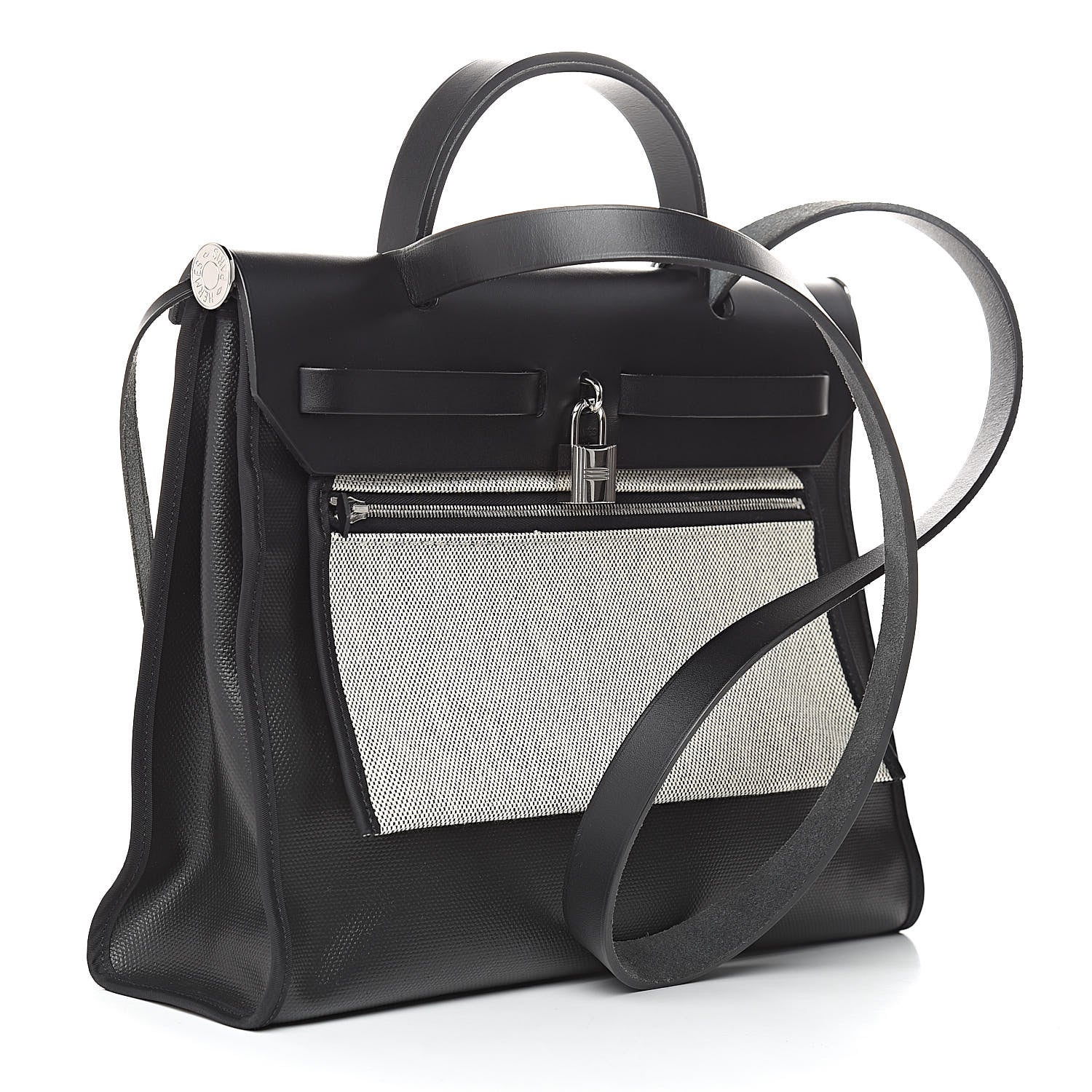 Hermes Toile H Berline Vache Hunter Herbag Zip PM 31 Black Ecru 4 of 14