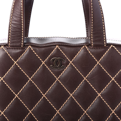 Chanel Calfskin Wild Stitch Top Handle Bag Brown 11 of 12