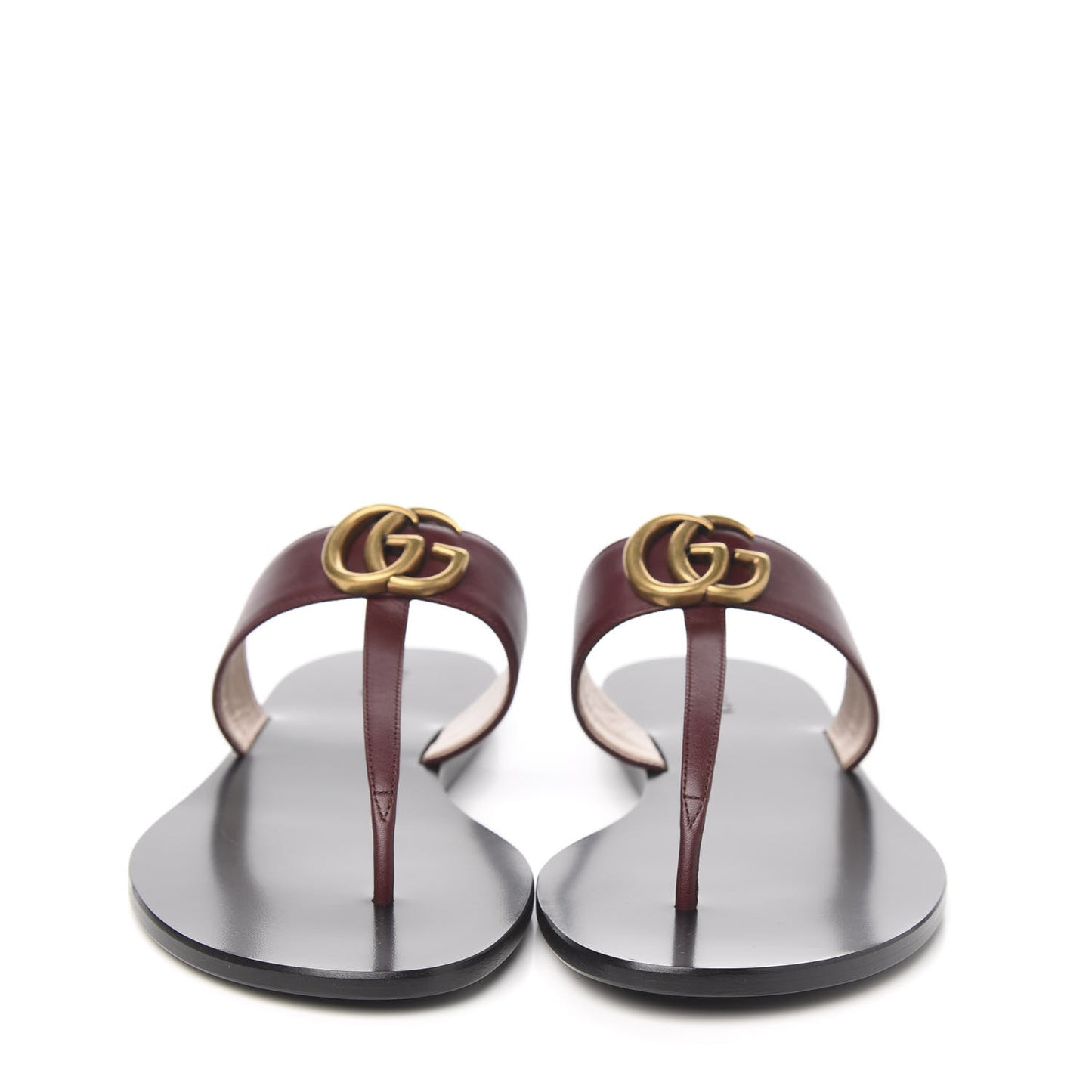 Calfskin GG Marmont Thong Sandals 40.5 Vintage Bordeaux