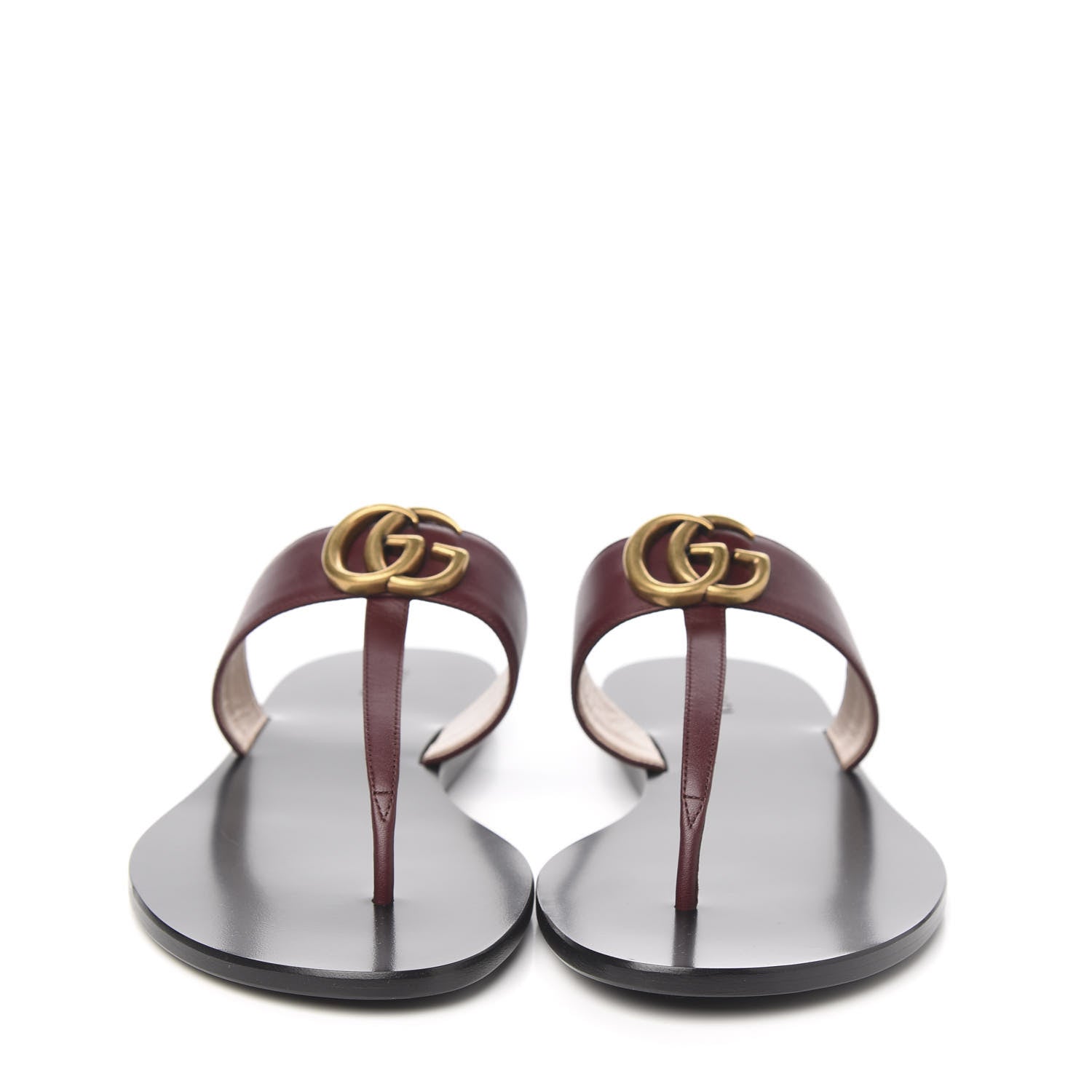 Gucci Calfskin GG Marmont Thong Sandals 40.5 Vintage Bordeaux 2 of 9