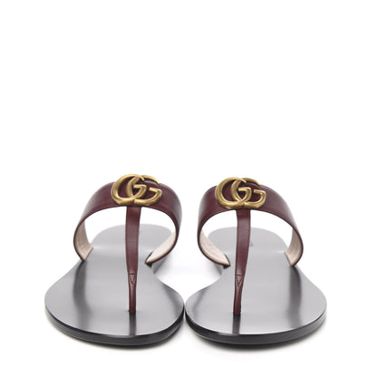 Gucci Calfskin GG Marmont Thong Sandals 40.5 Vintage Bordeaux 2 of 9