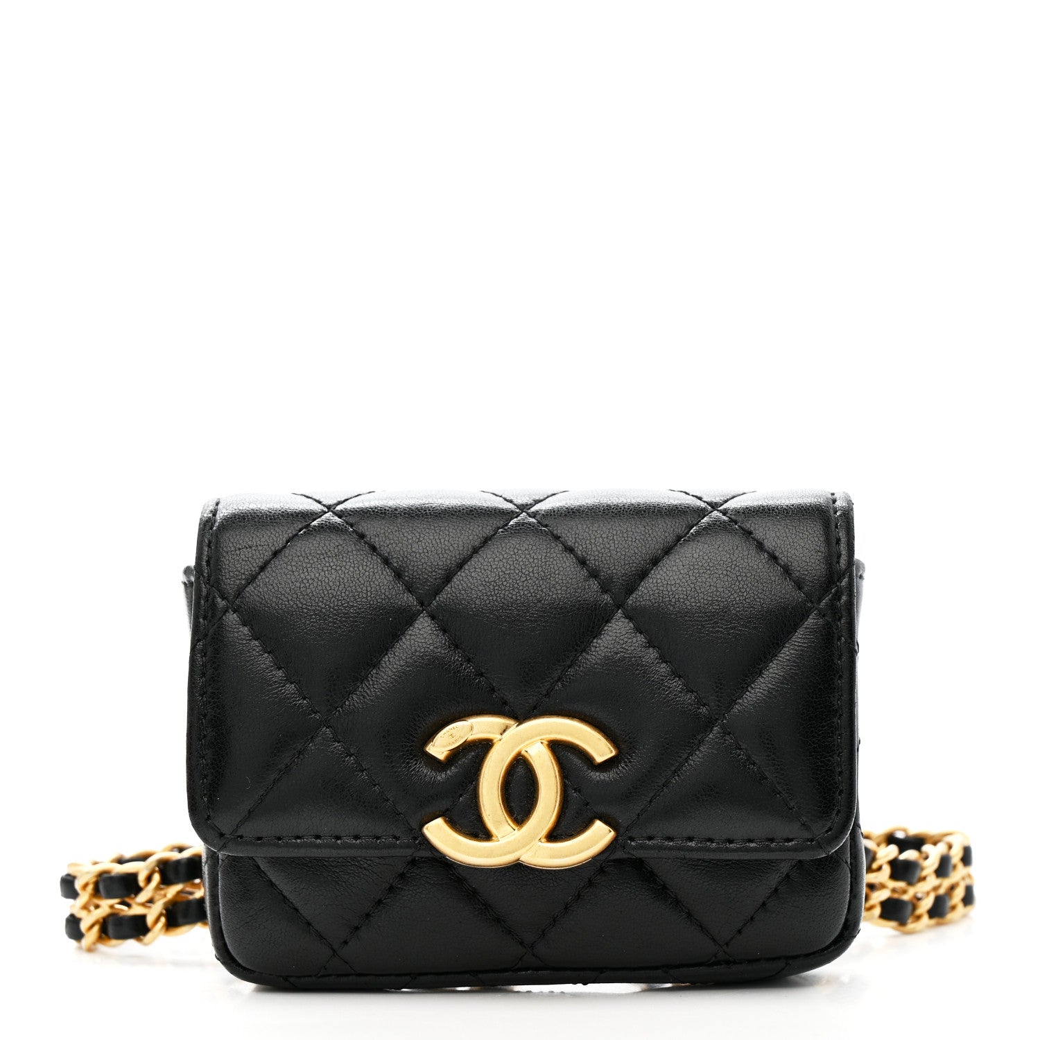 Chanel Lambskin Quilted Flap Chain Belt Bag Black 1 of 14