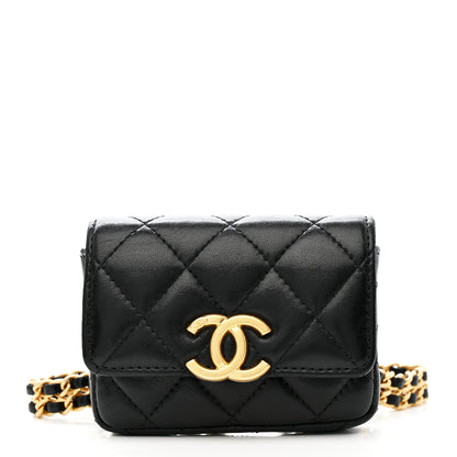 Chanel Lambskin Quilted Flap Chain Belt Bag Black 1 of 14