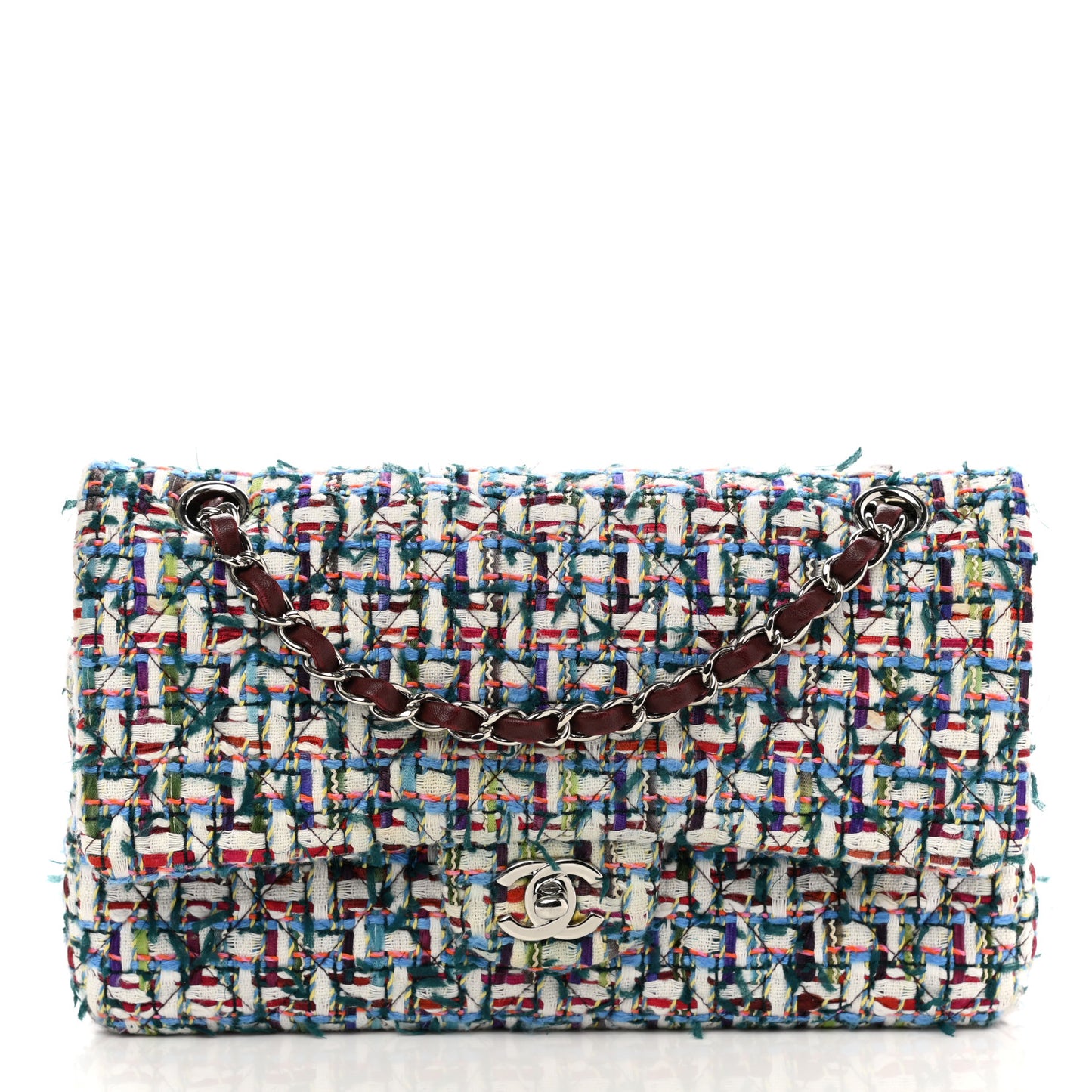 Tweed Quilted Medium Double Flap Multicolor