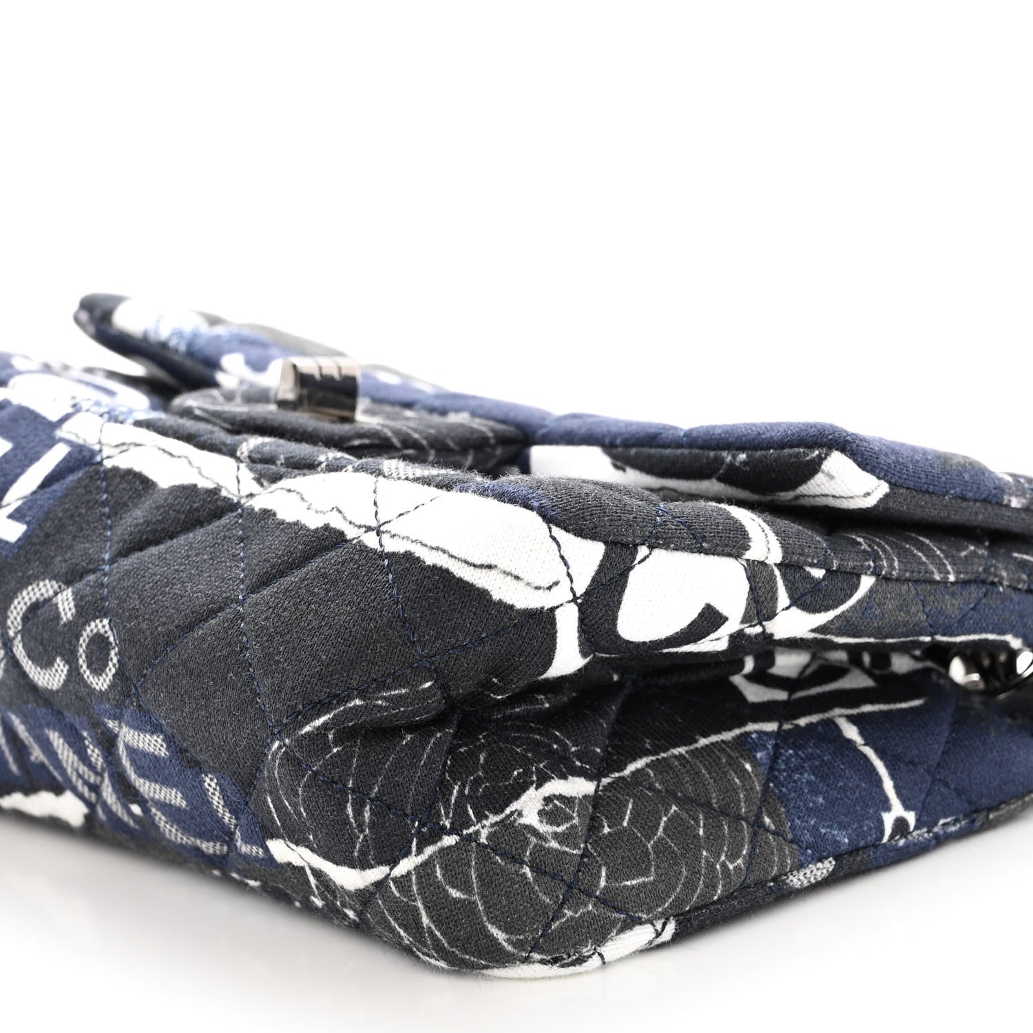 Chanel Jersey Quilted Graffiti Reissue Mini Flap Navy Blue 9 of 9