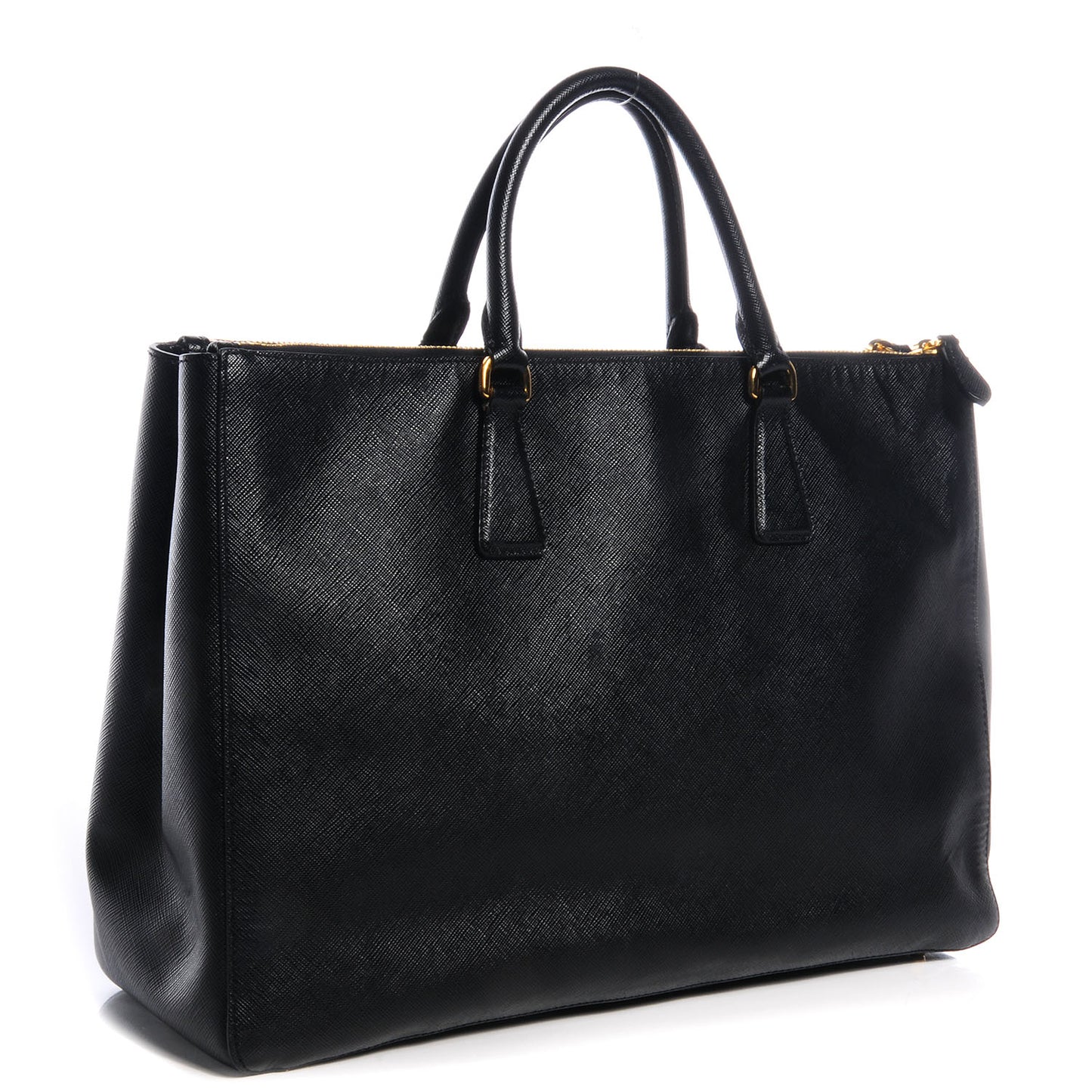 Saffiano Lux Large Double Zip Tote Nero Black