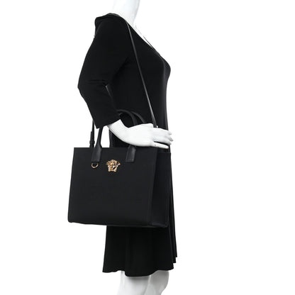 Versace Canvas Calfskin La Medusa Small Tote Black 2 of 12