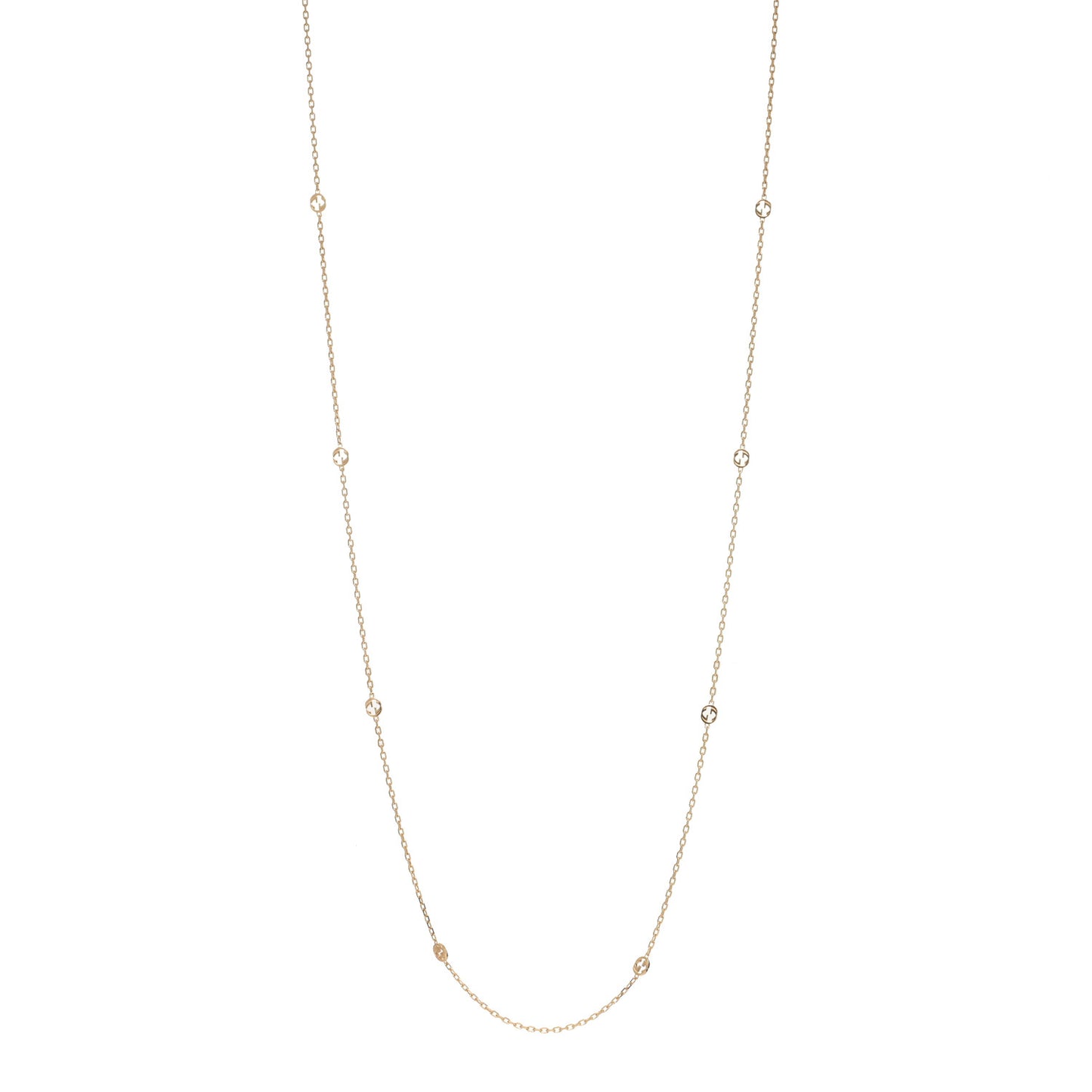 18K Yellow Gold Interlocking G Station Necklace
