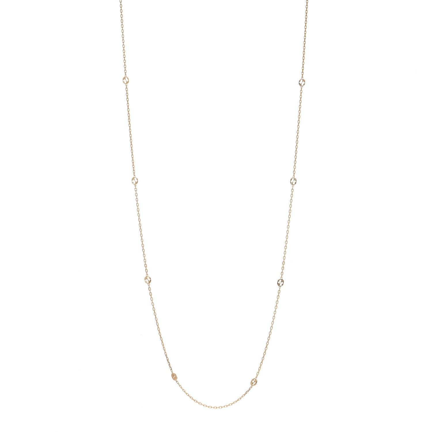 Gucci 18K Yellow Gold Interlocking G Station Necklace 1 of 3