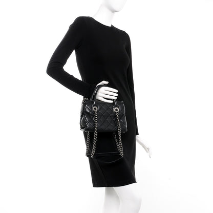 Chanel Shiny Sheepskin Quilted Small Shopping Tote Black 3 of 8