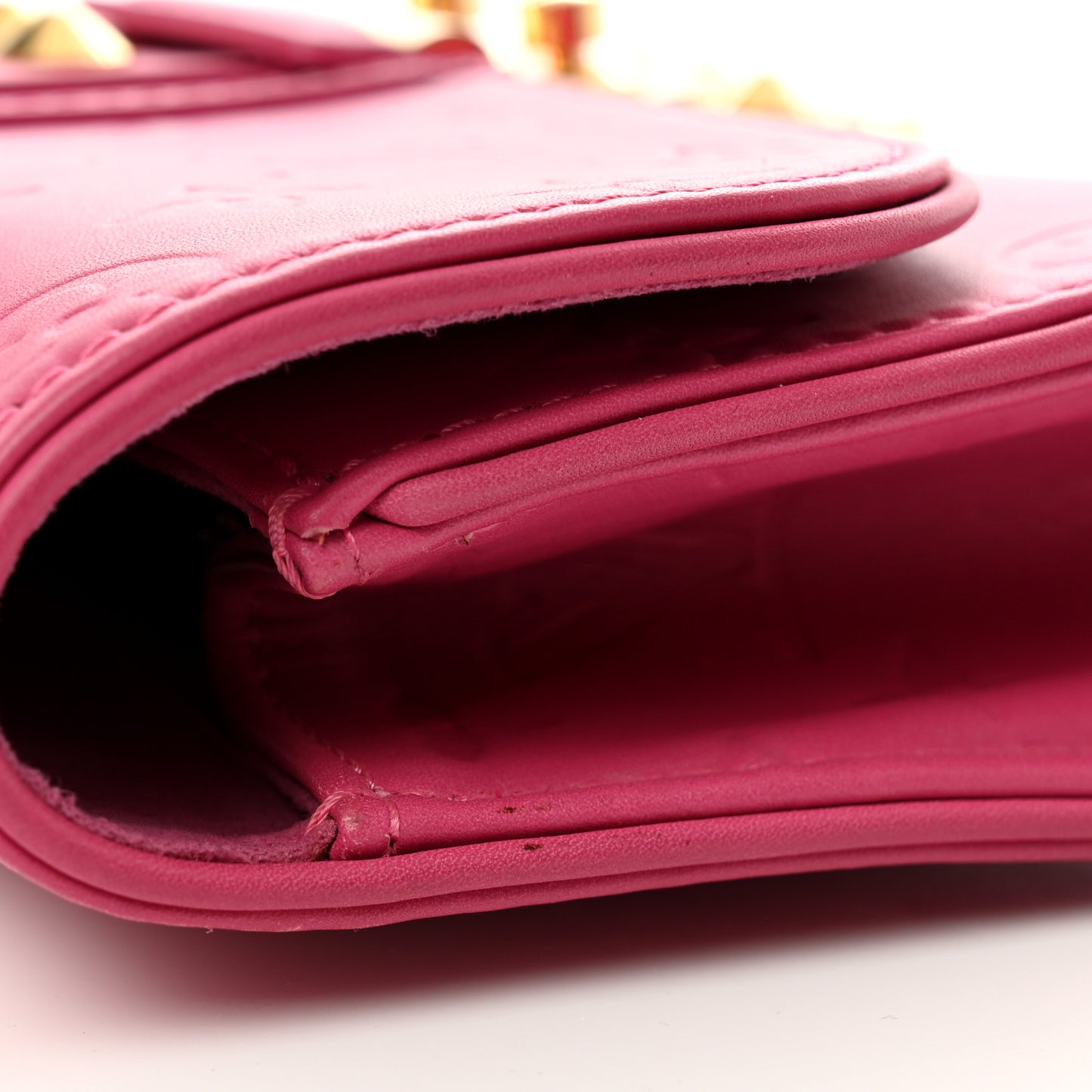 Calfskin Embossed Courtney Pochette Clutch Fuchsia