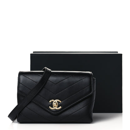 Chanel Calfskin Chevron Stitched Waist Belt Bag Black 10 of 10